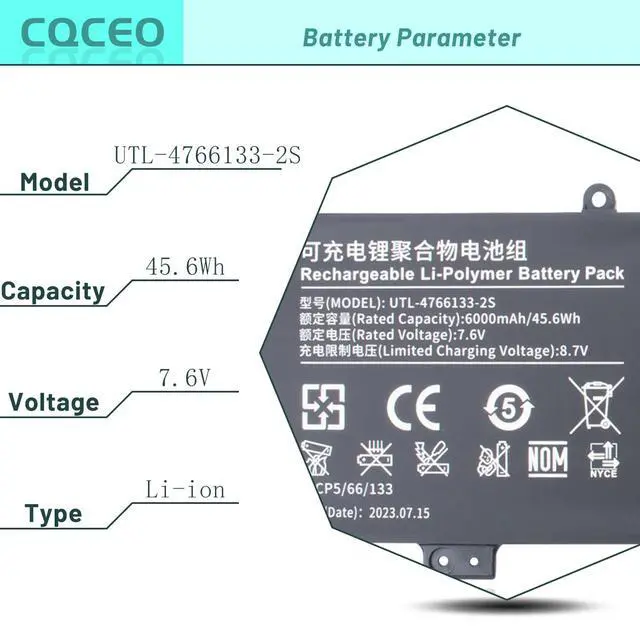 Alt view image 3 of 6 - UTL-4766133-2S Battery for ONN Surf 100002434 100003497 Y1333W WU133W K1412W for Haier Leadpie M1 Tablet PC UTL-3978110-2s 7.6V/45.6Wh/6000mAh