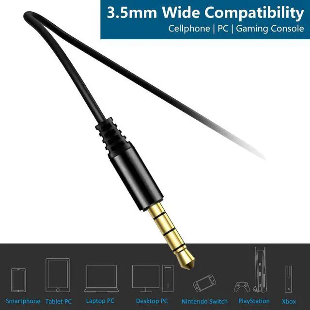 Alt view image 3 of 6 - in-Ear Wired Earbuds with Ear Hooks, Gaming Headset & Boom Mic | Detachable Boom Mic, Lightweight & Secure Fit, for 3.5mm Device, Ideal Headphones for Gaming, Call Centers Use