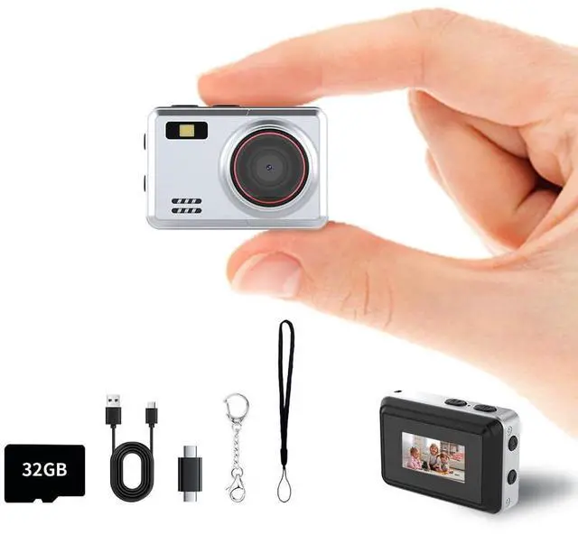 Main image of Mini Keychain Camera Digital with 32G Card, Upgraded Metal Case, 1080P Camcorder 0.96 HD Display, Pocket Tiny Camera Gadget for Teens, Kids, Adult Beginners Travel, Vlog & Birthday Party Gifts