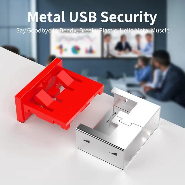 Alt view image 2 of 6 - 12PCS USB Metal Port Lock Blocker with 1 Key - Secure USB-A Port Protector for PC/Laptop, Anti-Theft Data Security Lock, Dust & Moisture Proof Cover, Removable Type-A Connector Red