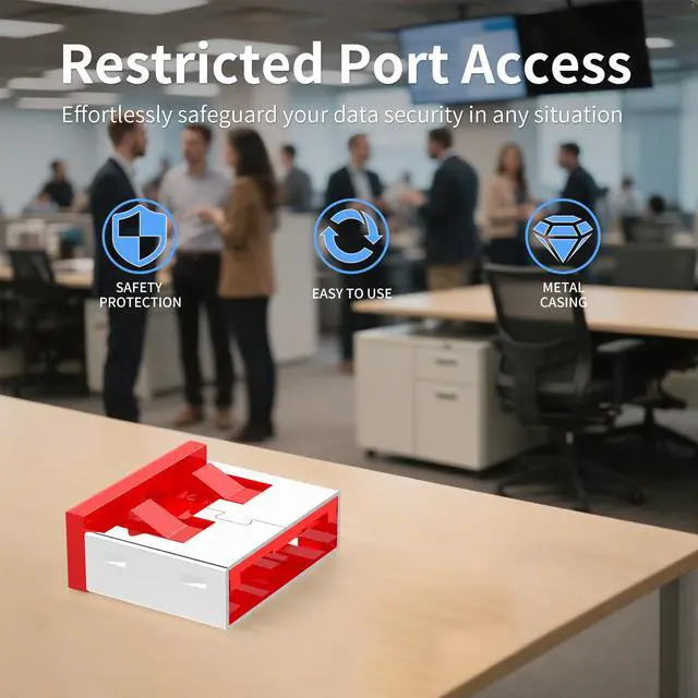 Alt view image 3 of 6 - 12PCS USB Metal Port Lock Blocker with 1 Key - Secure USB-A Port Protector for PC/Laptop, Anti-Theft Data Security Lock, Dust & Moisture Proof Cover, Removable Type-A Connector Red