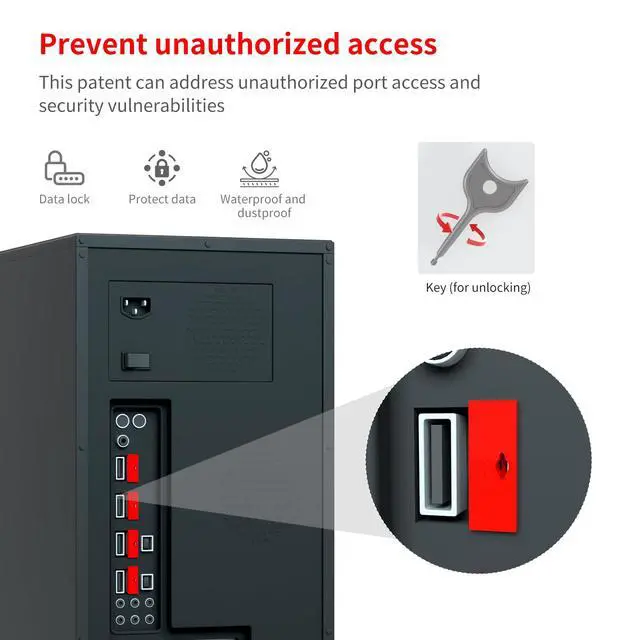 Alt view image 6 of 6 - 12PCS USB Metal Port Lock Blocker with 1 Key - Secure USB-A Port Protector for PC/Laptop, Anti-Theft Data Security Lock, Dust & Moisture Proof Cover, Removable Type-A Connector Red