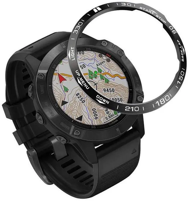 Main image of Watch Bezel Compatible for Garmin Fenix 6/6 Pro Bezel Ring, Stainless Steel Watch Bezel Loop Adhesive Cover Scratch Resistant Protection Metal Bezel Styling Dial Circle for Garmin Fenix 6/6 Pro