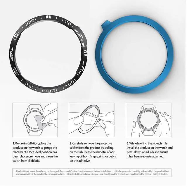 Alt view image 6 of 6 - Watch Bezel Compatible for Garmin Fenix 6/6 Pro Bezel Ring, Stainless Steel Watch Bezel Loop Adhesive Cover Scratch Resistant Protection Metal Bezel Styling Dial Circle for Garmin Fenix 6/6 Pro