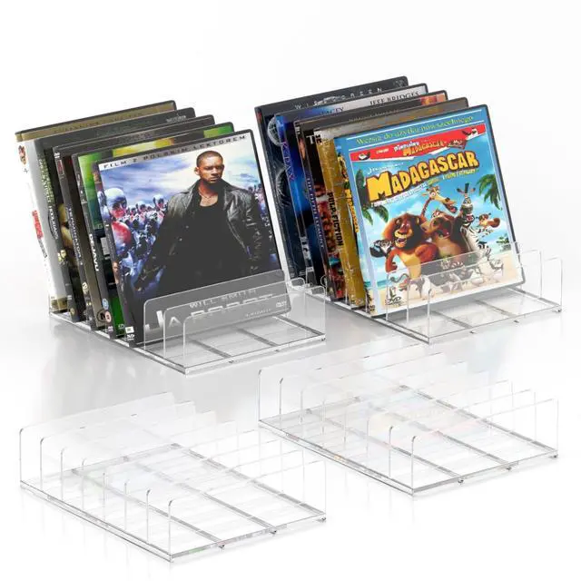 Main image of 4 Pcs Acrylic CD Display Rack, Clear DVD Holder, Holds up to 56 CD Cases | Vinyl Record Display Stand, Storage Organizer