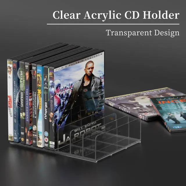 Alt view image 5 of 6 - 4 Pcs Acrylic CD Display Rack, Clear DVD Holder, Holds up to 56 CD Cases | Vinyl Record Display Stand, Storage Organizer