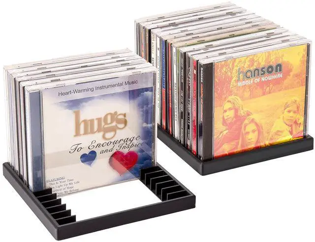 Main image of 2PCS CD Storage Rack 24 Slots - Space Saving No Assembly CD Holder & Organizer Shelf for Living Room, Office - Ideal for Music Lovers & Collectors