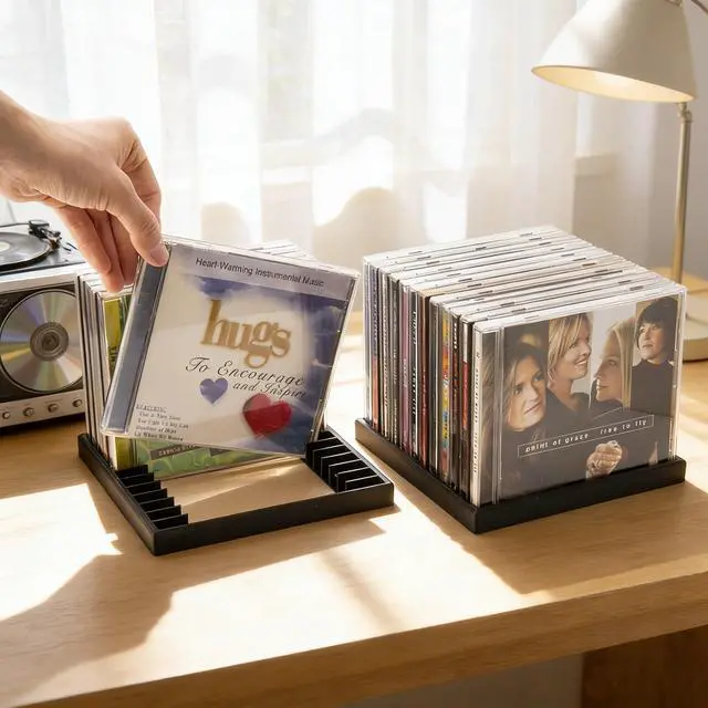 Alt view image 2 of 6 - 2PCS CD Storage Rack 24 Slots - Space Saving No Assembly CD Holder & Organizer Shelf for Living Room, Office - Ideal for Music Lovers & Collectors