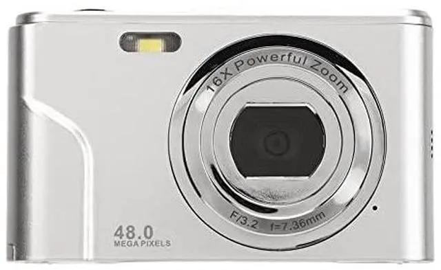 Main image of 48MP Digital Camera 16X Zoom, 1080P, 2.4 Inch Display, Compact Camera for Travel, Graduation, Wedding Ceremonies (Silver)