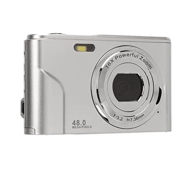 Alt view image 3 of 6 - 48MP Digital Camera 16X Zoom, 1080P, 2.4 Inch Display, Compact Camera for Travel, Graduation, Wedding Ceremonies (Silver)
