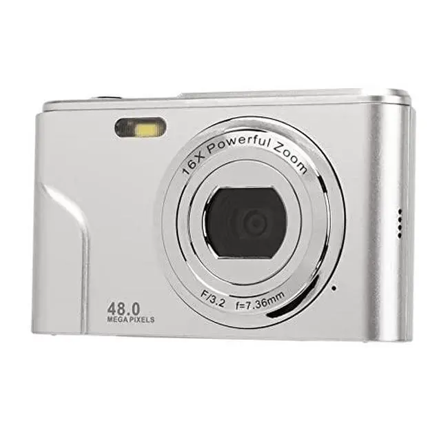 Alt view image 5 of 6 - 48MP Digital Camera 16X Zoom, 1080P, 2.4 Inch Display, Compact Camera for Travel, Graduation, Wedding Ceremonies (Silver)