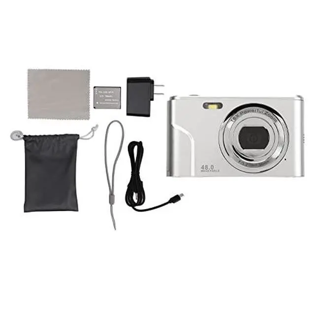 Alt view image 6 of 6 - 48MP Digital Camera 16X Zoom, 1080P, 2.4 Inch Display, Compact Camera for Travel, Graduation, Wedding Ceremonies (Silver)
