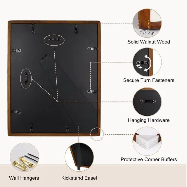 Alt view image 6 of 6 - Smart Picture Frame, 11x14 Wireless Wood NFC Photo Frame, Tabletop&Wall-Mounted, Share Photos/Videos/Recording from Phone to Webpage for Party/Travel/Home & Gifts, Compatible iPhone/Android