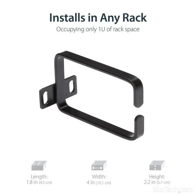 Alt view image 3 of 6 - 1U Vertical 2.2 x 3.9in Server Rack Cable Management D-Ring Hook w/Flexible Opening - Network Rack-Mount Cord Organizer Ring (CMHOOK1U),Black (Pack of 2)
