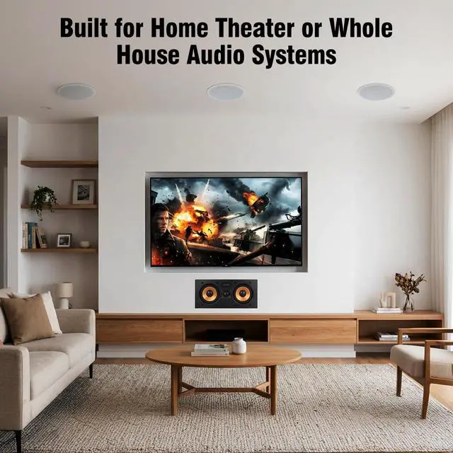 Alt view image 3 of 6 - 5.25 Inch 2-Way in-Wall Center Channel Speaker, 1" Silk Dome Tweeter, Magnetic Paintable Mesh Cover, Compatible with Whole House Audio or Home Theater, Single White