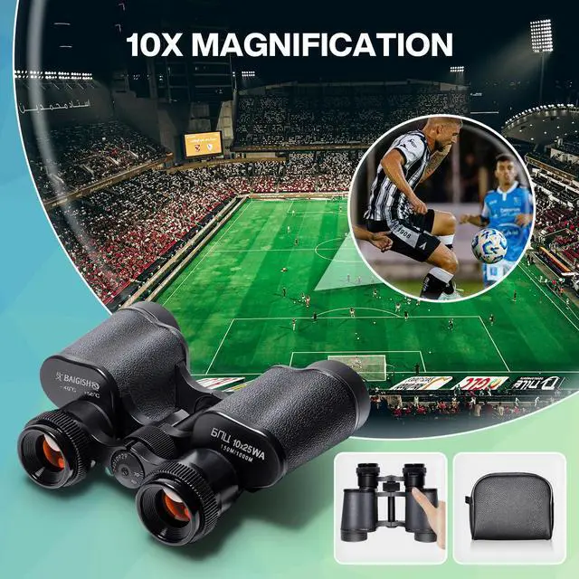 Alt view image 6 of 6 - 10x25 High Powered Binoculars for Adults, Waterproof Compact Binoculars for Bird Watching Hunting Football Games Travel Stargazing Cruise with Carrying Bag
