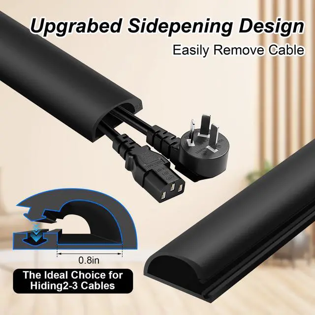 Alt view image 3 of 6 - Self-Adhesive Silicone Cable Hider, Black, for 2-3 Cables, 39inch | Flexible Wire Cover Cable Raceway, Wall Mount TV, Home Audio, Network, Power, and Phone Line Management