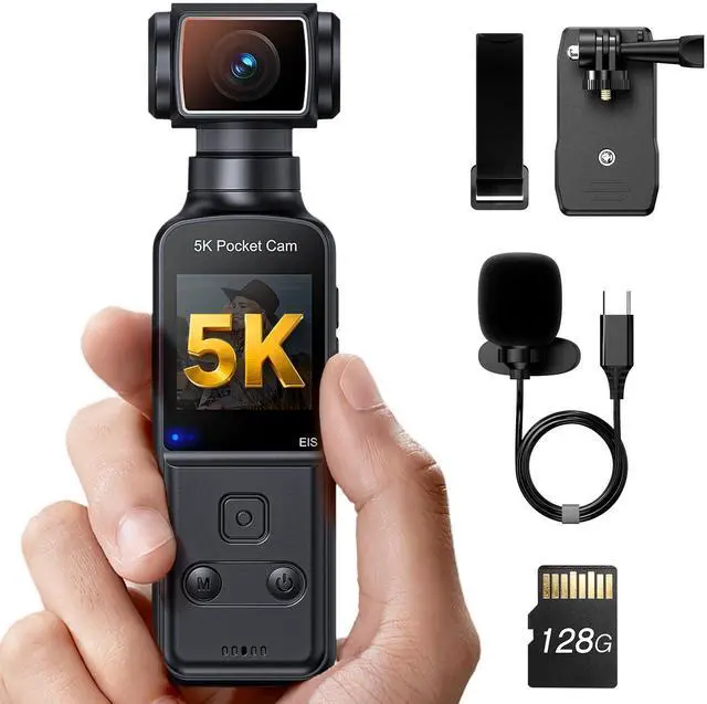 Main image of 5K Body Camera with Audio, 270° Rotating Lens, External Mic, and EIS Stabilization 4K/60FPS Z14 Vlogging Camera for Daily Recording and Personal Record (Black)
