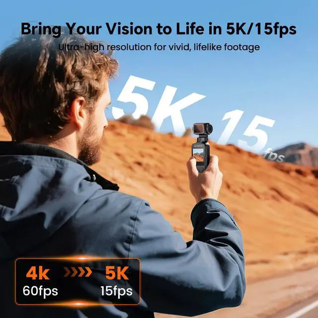 Alt view image 2 of 6 - 5K Body Camera with Audio, 270° Rotating Lens, External Mic, and EIS Stabilization 4K/60FPS Z14 Vlogging Camera for Daily Recording and Personal Record (Black)