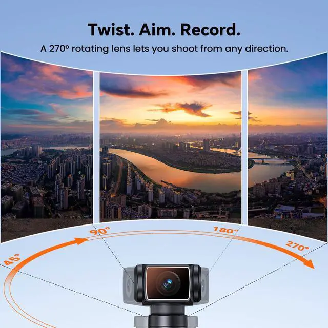 Alt view image 5 of 6 - 5K Body Camera with Audio, 270° Rotating Lens, External Mic, and EIS Stabilization 4K/60FPS Z14 Vlogging Camera for Daily Recording and Personal Record (Black)