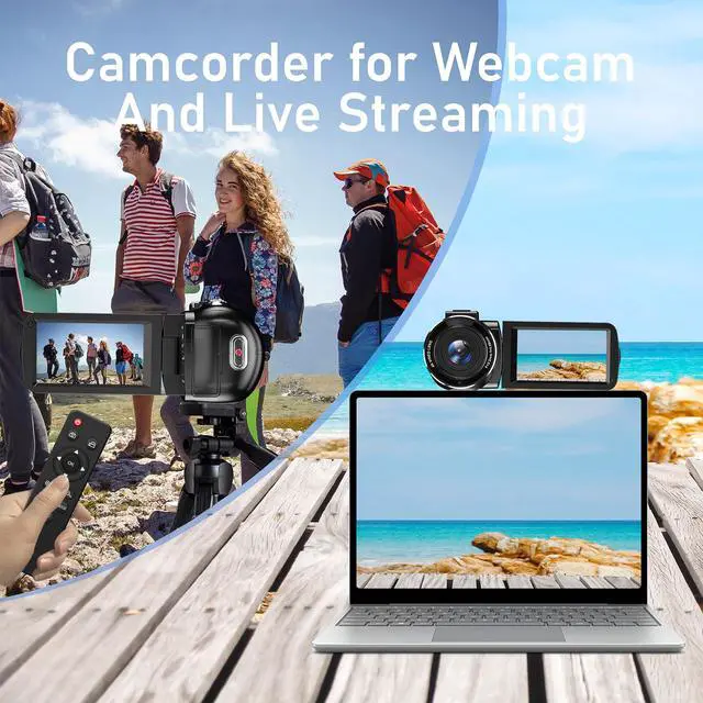 Alt view image 4 of 6 - 4K Video Camera Camcorder, 56MP 16X 270° Rotation Touchscreen WiFi IR Night | Camcorder Camera with 32GB Card Remote Control 2 Batterie LED Fill Light 3" IPS Touchscreen, Support of HD output Ext Mic
