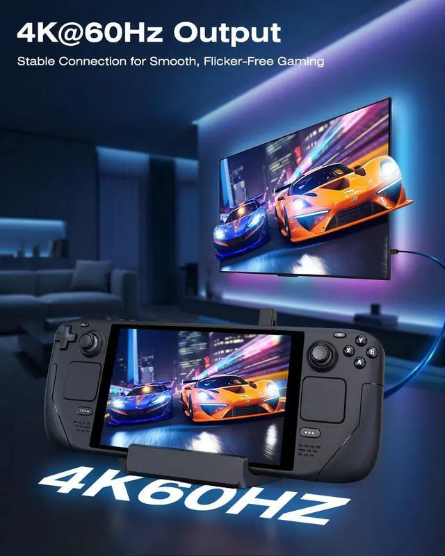 Alt view image 3 of 6 - Steam Deck Dock, All-in-One Accessories Bundle for Steam Deck | 4K@60Hz Docking Station, 65W Fast Charger, USB C & HDMI Cable, Protective Case, Screen Protectors & Thumb Grips
