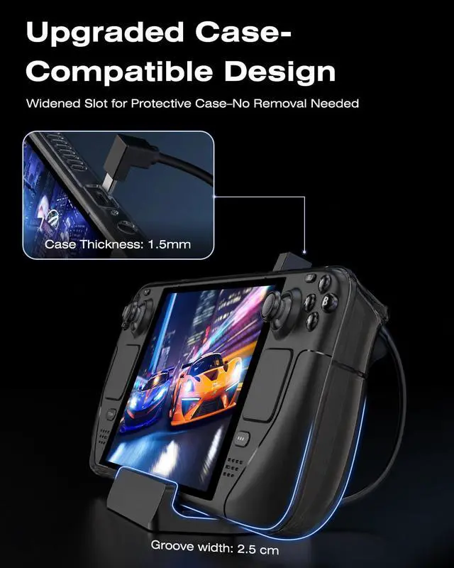 Alt view image 5 of 6 - Steam Deck Dock, All-in-One Accessories Bundle for Steam Deck | 4K@60Hz Docking Station, 65W Fast Charger, USB C & HDMI Cable, Protective Case, Screen Protectors & Thumb Grips
