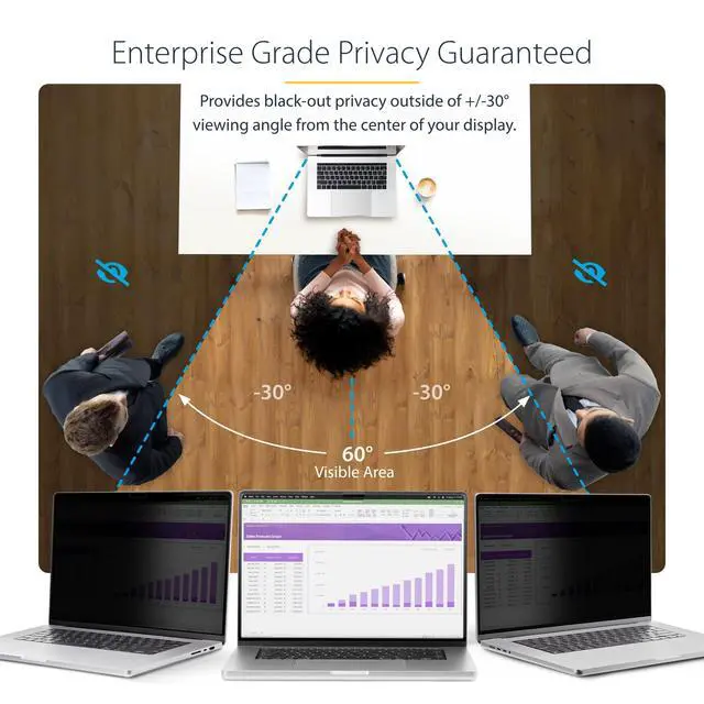 Alt view image 2 of 6 - StarTech 16in MacBook Pro Magnetic Privacy Screen, Glossy Sides, Laptop | MacBook M1 M2 M3 M4 M5 Compatible, Reversible Anti-Glare Matte, Privacy Filter, +/-30 Deg. View
