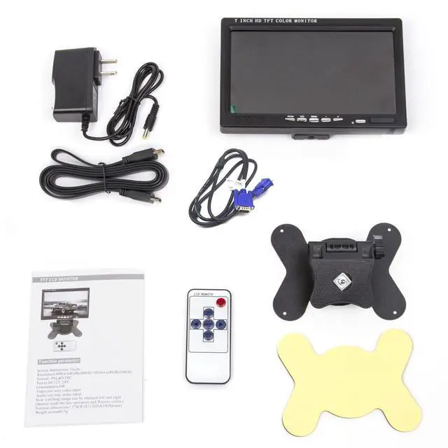 Alt view image 6 of 6 - 7 inch Portable Small HD 1080P VGA Monitor, Mini Screen 1024x600, HDMI/VGA/AV Input, with Speakers