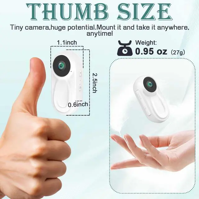 Alt view image 2 of 6 - 1080P Mini Body Camera POV Cameras Portable Thumb Vlogging Body Cam-64GB | Hands Free POV Recording Sport Action Video Camera,Wearable Helmet Cam for Motorcycle Cycling Travel