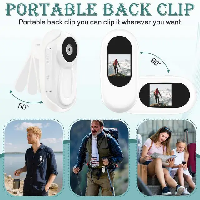 Alt view image 4 of 6 - 1080P Mini Body Camera POV Cameras Portable Thumb Vlogging Body Cam-64GB | Hands Free POV Recording Sport Action Video Camera,Wearable Helmet Cam for Motorcycle Cycling Travel