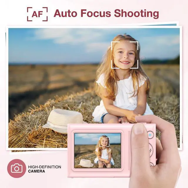 Alt view image 2 of 6 - C2 Digital Camera, 64MP 4K UHD Video, Autofocus Point and Shoot Camera with 2.4" IPS Screen, MP3/MP4 Playback, Time-Lapse, 18X Zoom, Flash, Compact Cameras for Kids Teens Beginners, Pink