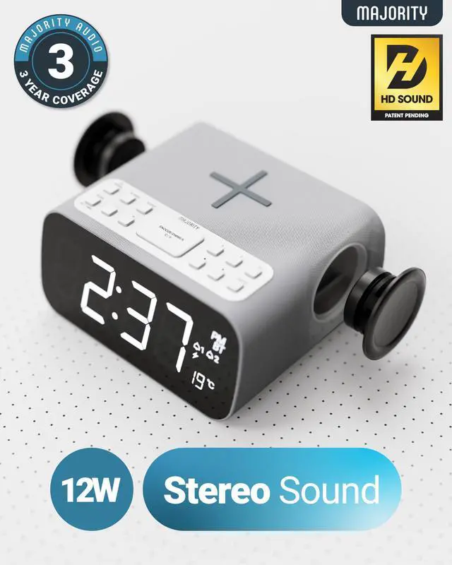 Alt view image 3 of 6 - Bluetooth Alarm Clocks with Wireless Charging | Bedside Clock for Bedroom with 10W Power FM Radio | Large Screen Display, Loud Alarm for Heavy Sleepers, and Display Backlit Dimmable Darwin