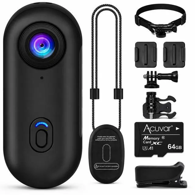 Main image of Mini Body Camera 1080P, Wearable Action Body Cam with WiFi, Magnetic Clip-On Thumb Size Hands-Free Recording Camera with 64GB Card