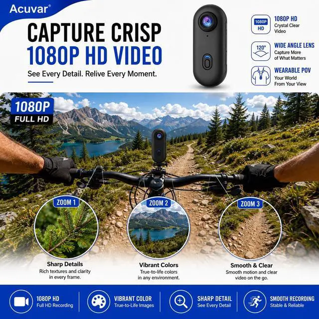 Alt view image 6 of 6 - Mini Body Camera 1080P, Wearable Action Body Cam with WiFi, Magnetic Clip-On Thumb Size Hands-Free Recording Camera with 64GB Card