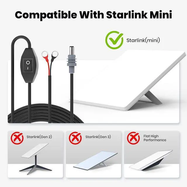 Alt view image 2 of 6 - O-Ring to DC Replacement Cable for Starlink Mini | Battery Terminal Connector for Reliable Power Supply | Durable, Easy to Use, Ideal for RVs, Vehicles & Emergency Use (O-Ring to DC5521)