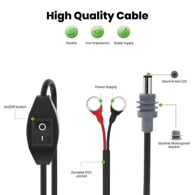 Alt view image 3 of 6 - O-Ring to DC Replacement Cable for Starlink Mini | Battery Terminal Connector for Reliable Power Supply | Durable, Easy to Use, Ideal for RVs, Vehicles & Emergency Use (O-Ring to DC5521)