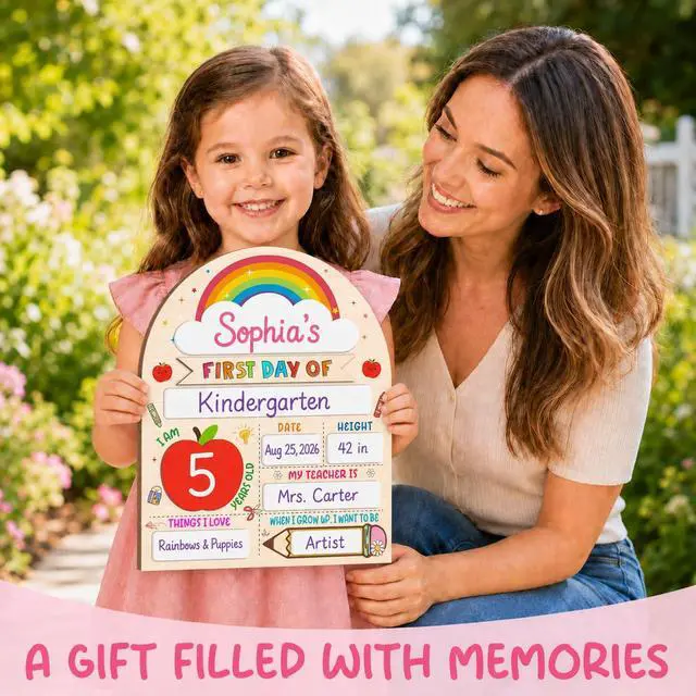 Alt view image 2 of 6 - Rainbow Theme My First Day of School Sign with Marker, Colorful Back to School Board for Boys Girls, First and Last Day of Preschool Kindergarten Photo Prop, Back to School Supplies, 8 x 10