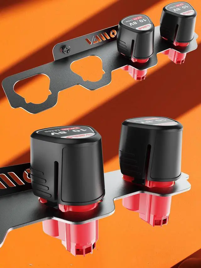 Alt view image 2 of 6 - Compatible Milwaukee M12 12V Battery Rack Holder Workshops,Shelves | Wrought Iron Heavy Duty Thickened Batteries Slots, Stealth Battery Wall Mount Organizer Garage Storage,Case New Battery Dock