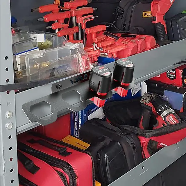 Alt view image 6 of 6 - Compatible Milwaukee M12 12V Battery Rack Holder Workshops,Shelves | Wrought Iron Heavy Duty Thickened Batteries Slots, Stealth Battery Wall Mount Organizer Garage Storage,Case New Battery Dock