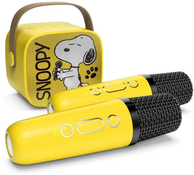 Main image of Peanuts Snoopy Dance Wireless Speaker and (2) Karaoke Microphones- Yellow