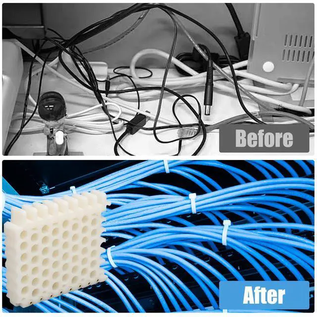 Alt view image 5 of 6 - 6x8 Hole Network Cable Comb Organizer Panel | For CAT5/6/7/8 Cables | 9mm/0.35in Slot Width | Server Rack Wire Management | Neatly Dress & Bundle Cords(6x8 Holes)