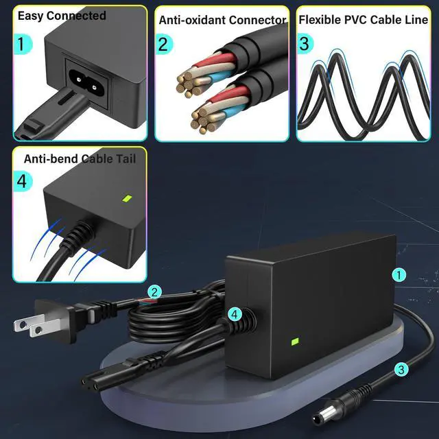 Alt view image 5 of 6 - 36V 3A 108W AC Adapter Compatible with Govee H706C Permanent Outdoor Lights | Charger Power Cord Fit for Govee H706C Lights Pro RGBIC LED Lights Halloween 75 Scene Modes Light Models SOY-3600300US-306