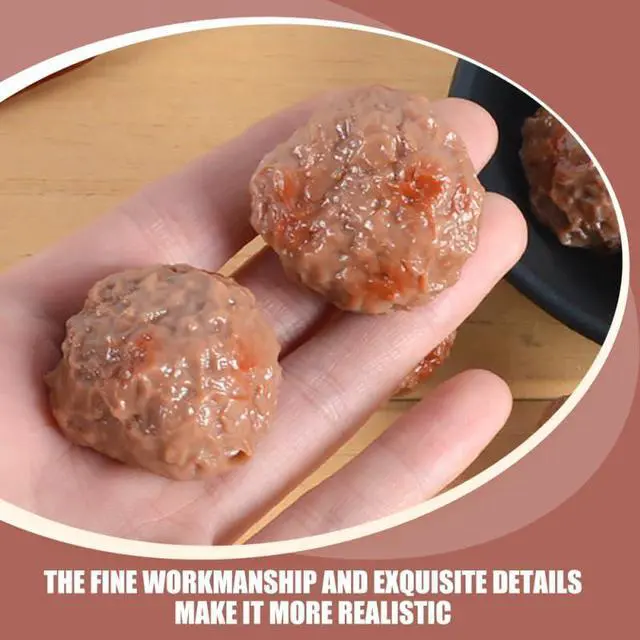 Alt view image 2 of 6 - 6Pcs Artificial Beef Meatball Props Lifelike Fake Food Simulation Meatballs for Kitchen Decor Photography Movie Scenes Preschool Teaching 1.37In Cubes