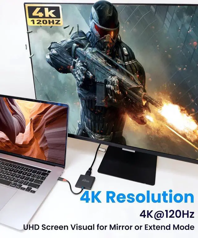 Alt view image 4 of 6 - Switch 2 Dock Compatible for Nintendo Switch 2 V22+;Usbc to hdmi Adapter with HDMI 2.1 4K120Hz, 100w PD Port,USB-A Converter, Portable Steam Deck Compatible with NS1/2,Mac,MacBook,Laptops