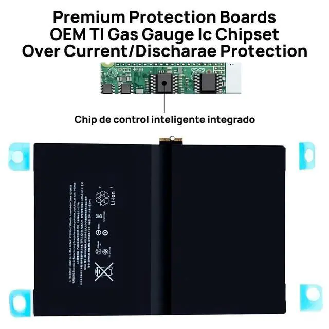 Alt view image 5 of 6 - A1664 Battery Compatible with iPad Pro 9.7 2016 Edition A1674 A1675 A1673 with Installation Tools 3.82V 7306mAh 27.91Wh