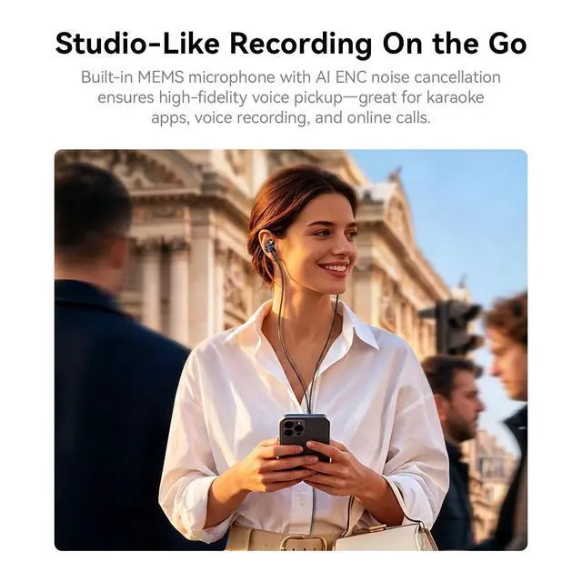 Alt view image 3 of 6 - P20 in-Ear Earphones with Cable, USB C Wired Ear Buds, Hi-Res Audio, Sound Isolation, Mic Mute Fuction, Microphone and Volume Controller