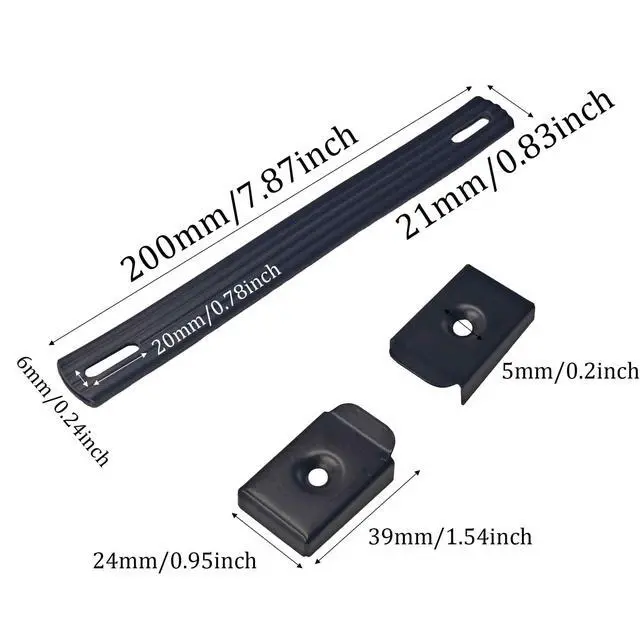 Alt view image 2 of 5 - 4PCS 8 Inch Speaker Handle Straps, Black Cabinet Pull Handles with End Caps for Amplifier and Audio Equipment