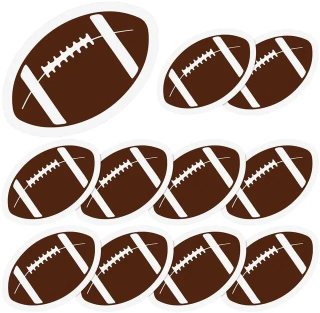 Main image of 10pcs Football Stickers, 3" x 2.7" Waterproof Vinyl Football Decals Bowl Reusable Stickers for Water Bottle, Laptop, Scrapbook, Poster Board, Phone Case, Helmet