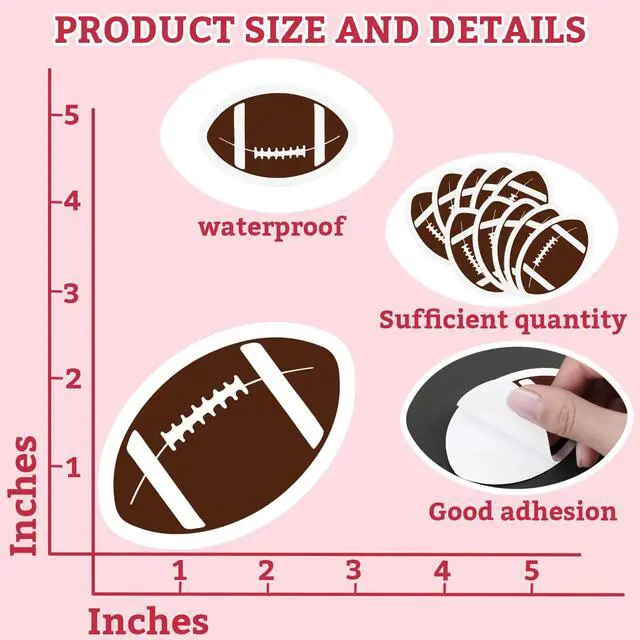 Alt view image 3 of 6 - 10pcs Football Stickers, 3" x 2.7" Waterproof Vinyl Football Decals Bowl Reusable Stickers for Water Bottle, Laptop, Scrapbook, Poster Board, Phone Case, Helmet